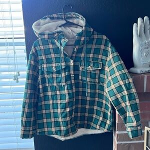 NEVER WORN • Sherpa Flannel Hoodie